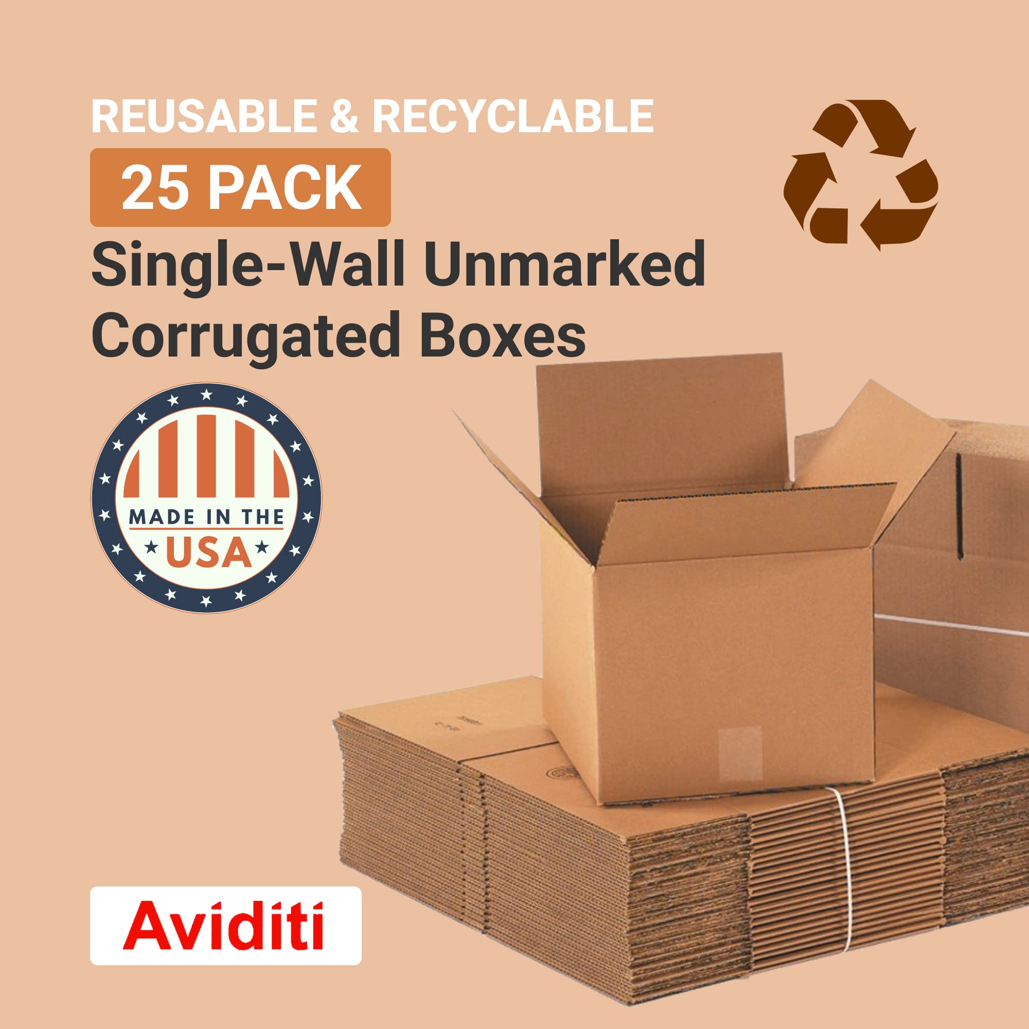AVIDITI Shipping Boxes Small 4"L x 4"W x 4"H, 25-Pack | Corrugated Cardboard Box for Packing, Moving and Storage - Image 3