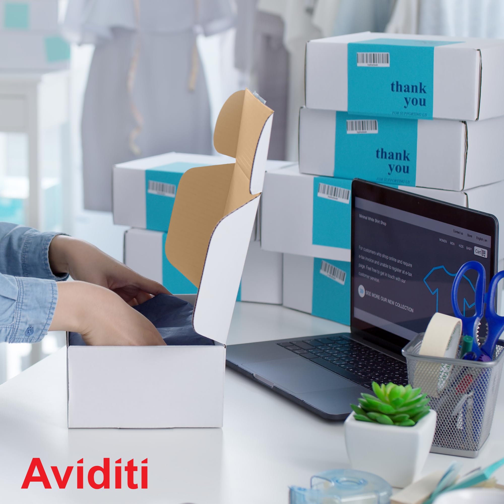 BOX USA 12" Deluxe Shipping Boxes, 12"L x 7 1/2"W x 5"H, 25-Pack - White Box Mailers for Packaging, Storage, Gifts or Bulk Business Orders - Image 3