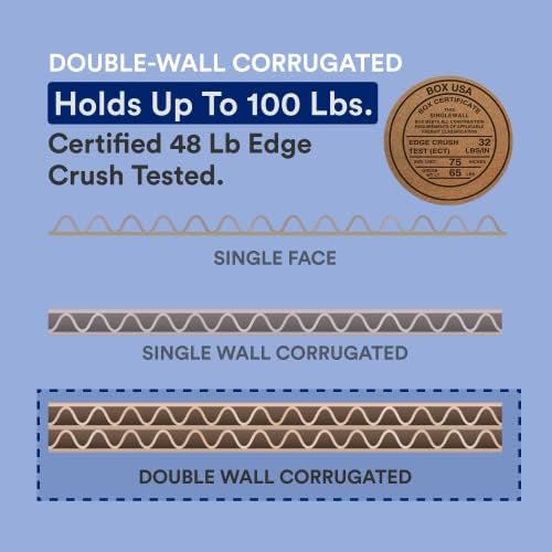 BOX USA 18x18x18 Corrugated Cardboard Double Wall Boxes with Handles Large, 18”L x 18”W x 18”H, Pack of 10 | Shipping, Packaging, Moving, Storage Box for Home or Business, Strong Wholesale Bulk Boxes - Image 5