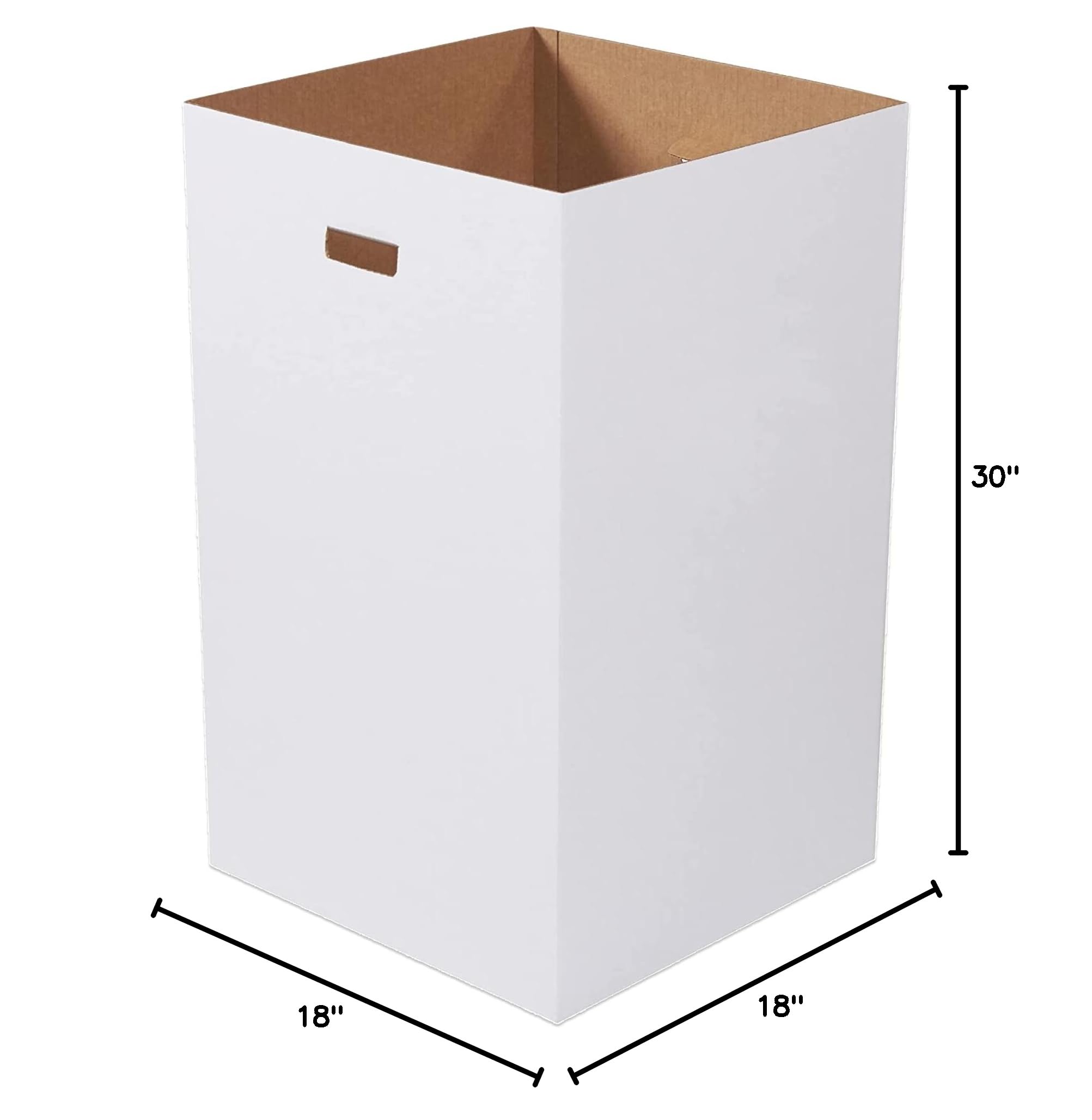 Box USA 40 Gallon 18" L x 18" W x 30" H 10-Pack Cardboard Trash Cans and Recycling Bins, Reusable or Disposable Pop Up Garbage Boxes for Parties, Outdoor Events, Heavy Duty, Plain - Image 7