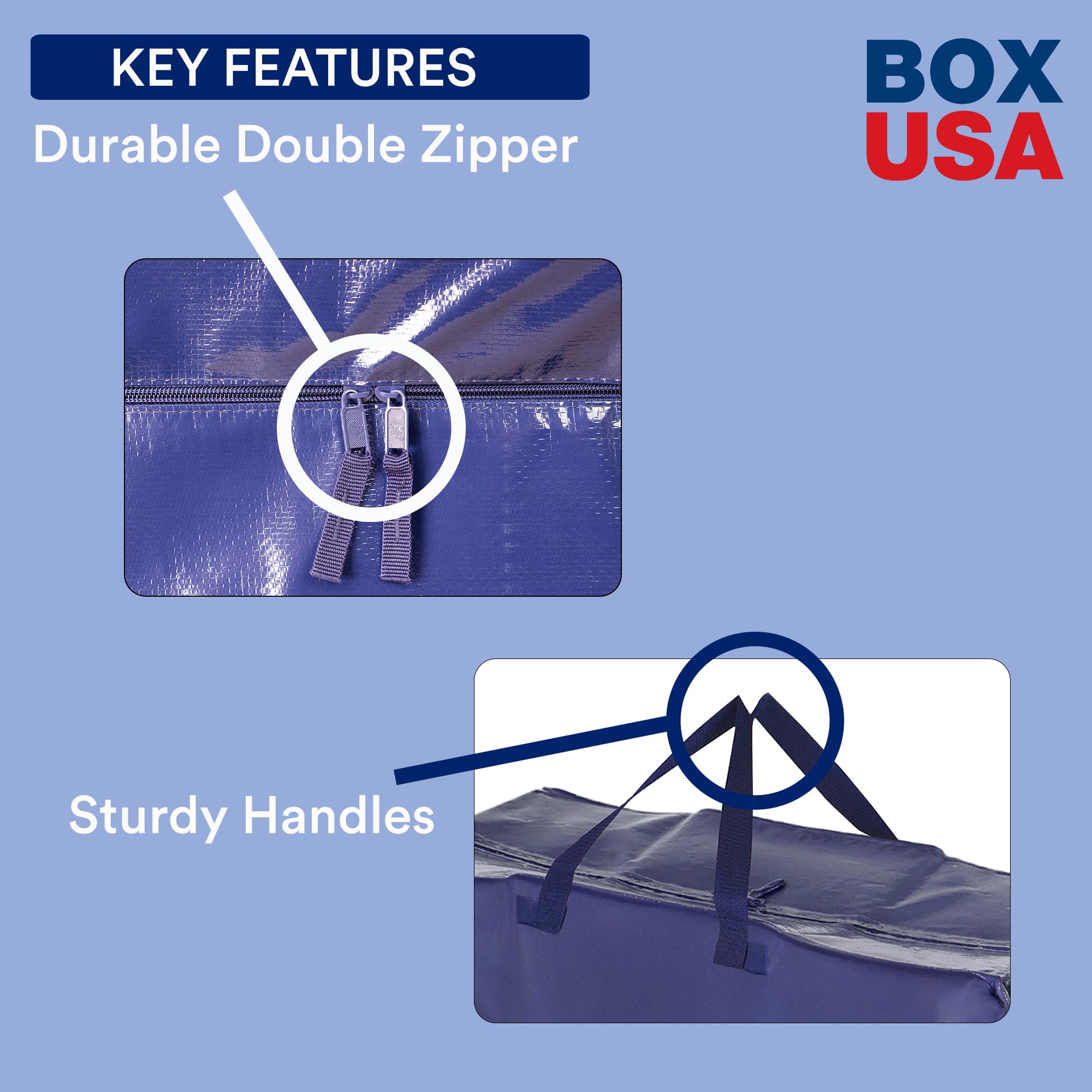 BOX USA 6-Pack Moving Bags with Strong Handles & Zippers - Heavy Duty Extra Large Packing Bags for Storage, Moving Boxes, Dorm & College Supplies, Blue - Image 4