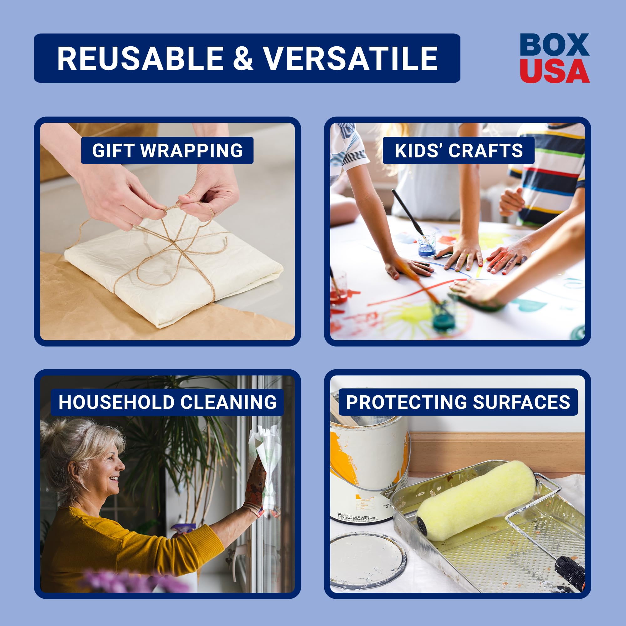 BOX USA Packing Paper Sheets 27" x 17" (80 Sheets, 2 lb) - Newsprint Paper for Shipping, Storage and Moving Supplies, White - Image 5