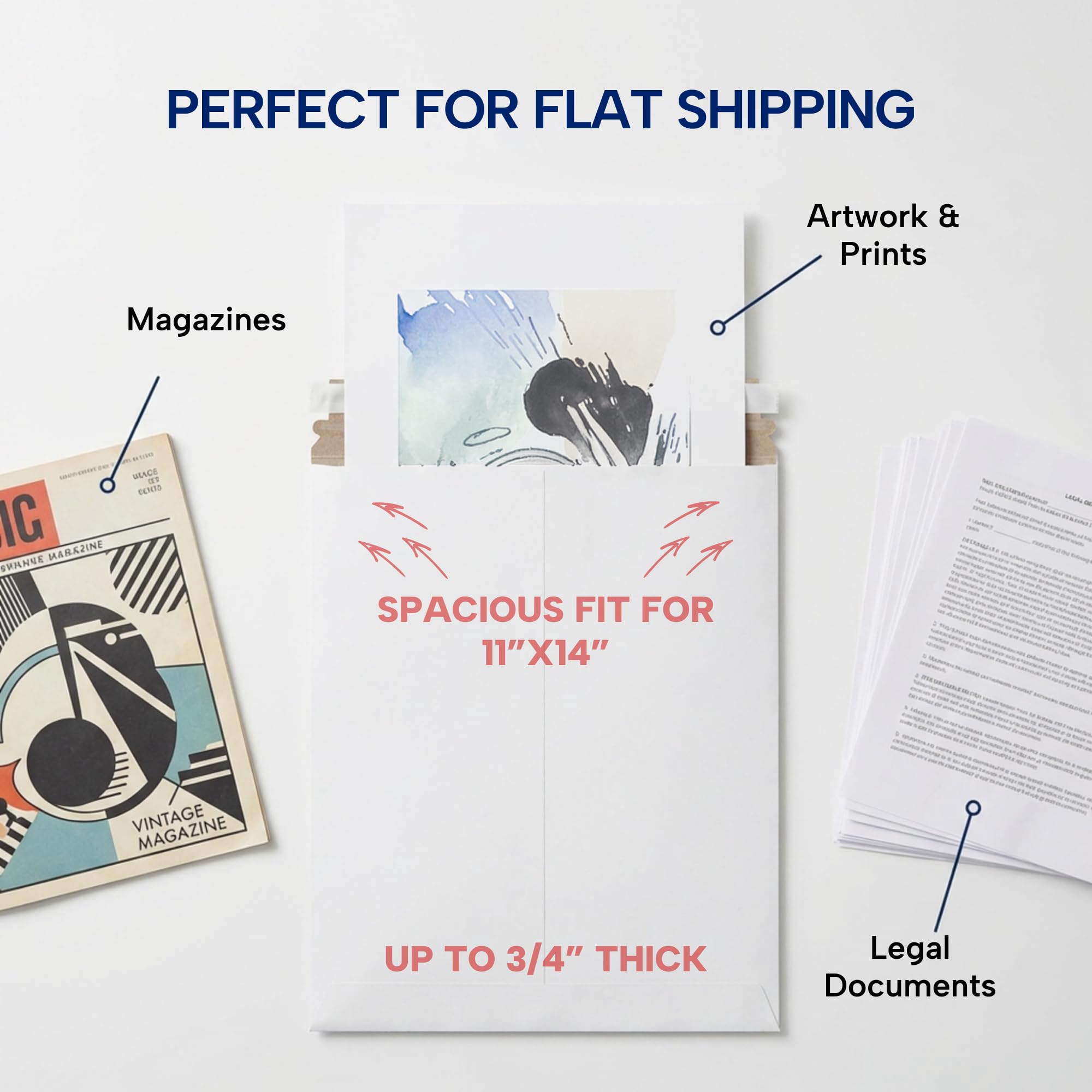 BOX USA Rigid Mailers 12" x 15" (100-Pack) - Cardboard Mailer Envelopes for Photos, Artwork, Certificates - Stay Flat - Image 3