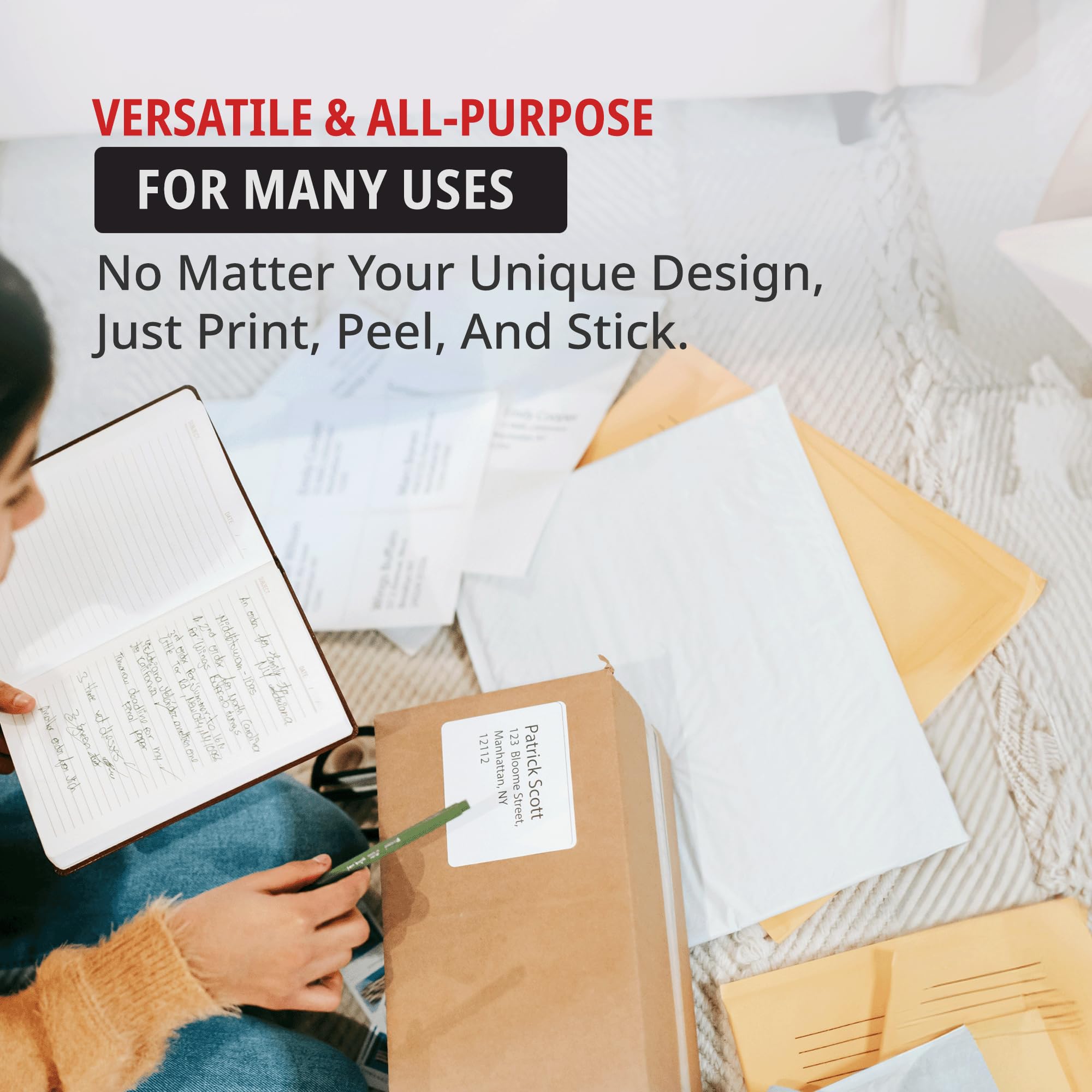 TAPE LOGIC Printable Self-Adhesive 1" x 2 ⅝” White Laser Labels (25 Sheets of 30) | 750 All Purpose Blank Sticker Label, Office & Personal Supplies for Address Shipping & Mailing - Image 5